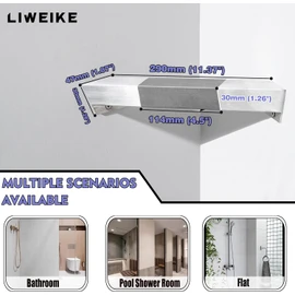 LIWEIKE Brushed Nickel Shower Foot Rest Bar Wall Mount Shower Stool for Shaving Legs Non-Slip Scrub Shower Foot Step Square Corner Shower Shaver Foot Rest