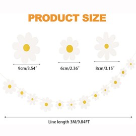 4pcs Daisy Boho Banner Party Decorations Cute Daisy Party Banner Groovy Party Favors White Daisy Decor Spring Flower Garland Daisy Paper Cutouts for Indoor Outdoor Birthday Wedding Party Supplies