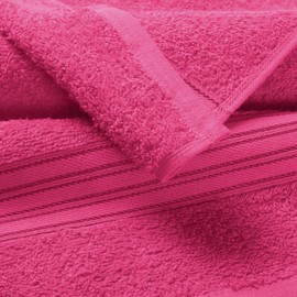 BOUTIQUO Ultra Soft 3 Pack Cotton Towel Set, Contains a Bath Towels 28x55 inch, a Hand Towels 16x24 inch & a Wash Coths 12x12 inch, Ideal Everyday use, Compact & Lightweight - Hot Pink
