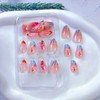 30Pcs Handmade 3D Press on Nails Short Almond French Tip