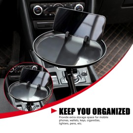 Car Cup Holder Tray for Adults Car Tray Table for Eating with Cell Phone Slot Lap for Universal Adjustable Cup Holder 360 Swivel Fits Vehicle, Boats, Golf Cart