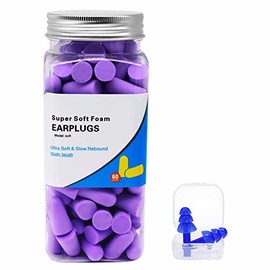 60 pares de Tapones para los oídos a prueba de ruidos, suaves y cómodas, Reducción de Ruido de 36dB, Reutilizables, Tapones oídos de espuma de calidad para dormir, viajes, música, protección auditiva