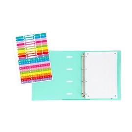 Oxford, 400165361 Folder 4 Rings A4 Hard Cover, Rubber Closure, Replacement Grid 5 x 5 and 5 Coloured Ribbons, Sticker Sheet, Colour Ice Mint Touch, 400165361