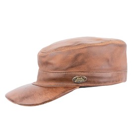 Black Jungle Castro Army Leather Cap Military Cap Biker Cap One Size, ochre, Unit size
