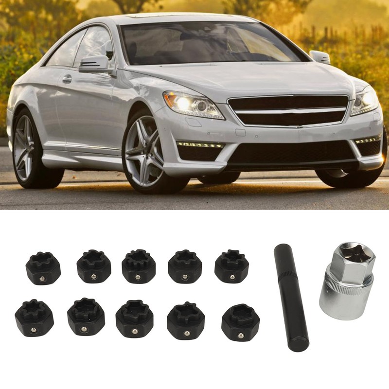 12pcs Wheel Locking Nut Key Kit Rustproof Anti Theft Lug