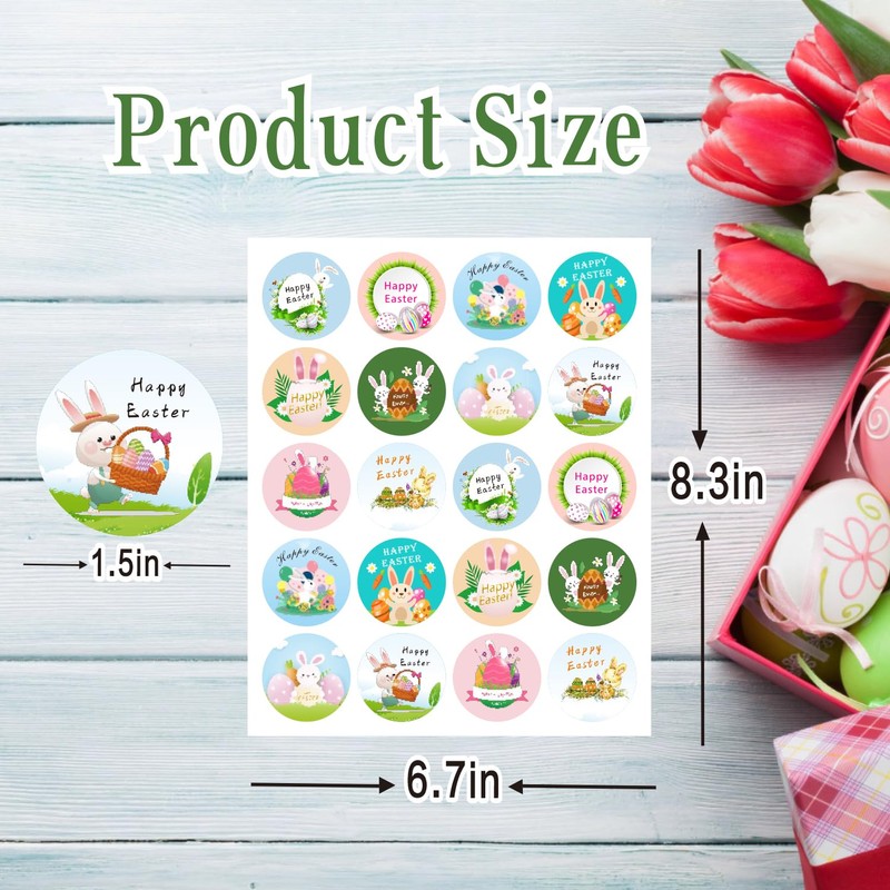 120 Pcs Easter Stickers, 1.5 Inch Easter Happy Sticker,Easter Stickers