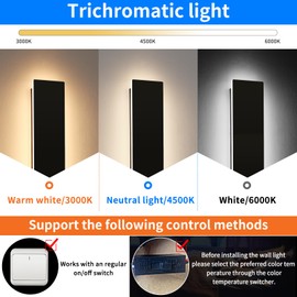 Mikeru Upgraded 2 Pack 23.6" Modern Outdoor Wall Sconce, 4.3" Wide IP65 Waterproof Exterior Light Fixtures Cover US Junction Box, 3000K/4500K/6000K 3-Color Temp LED Porch Lights for Garage, Patio