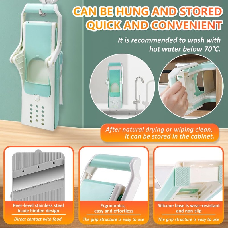 Mandolin multifunctional slicer with 5 replaceable blades, vegetable and fruit