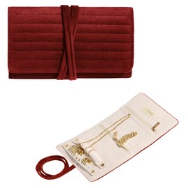 Benevolence LA Jewelry Travel Organizer | Jewelry Roll, Travel Jewelry Case, Velvet Jewelry Organizer, Jewelry Travel Organizer for Necklaces, Rings, Travel Essentials for Women - Red