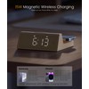 3-in-1 Alarm Clock with Wireless Charging & Night Light, Wood