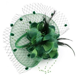ACTLATI Fascinators Hat for Women Tea Party Headpiece Wedding Cocktail Flower Mesh Feathers Hair Clip 20s Flapper Fascinators