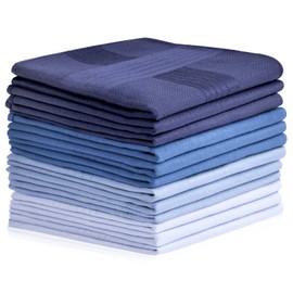 Aomig Men's Handkerchiefs, 12 Pack Large Cotton Gents Hankies Set, Mens Premium Handkerchiefs Pocket Square Hankies for Men and Women, Classic Hankie for Grooms, Weddings, Prom, Celebration, Party…