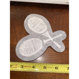 Unbranded Chenille Tennis Racks white on brown Applique Patch Iron On Letterman Jacket