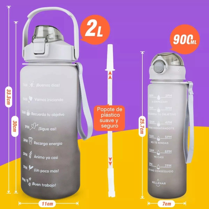 Trixter Botella De Agua Deportiva 2pzs De Pareja Antifugas No