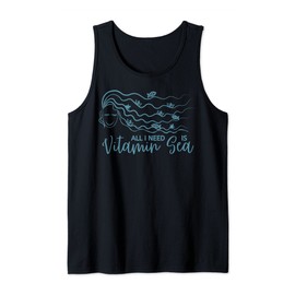 All I need is vitamin Sea girl long hair waves fish Tank Top