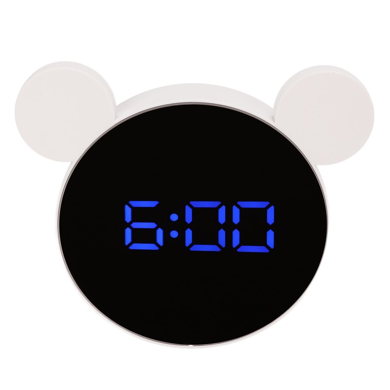 Mirrored Digital Alarm Clock Cute Mice Ear Shape LED Mirror
