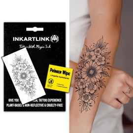INKARTLINK Semi Permanent Tattoo, large flower tattoo, female tattoo, waterproof, non-reflective, cruelty-free (Blooming Chrysanthemum)