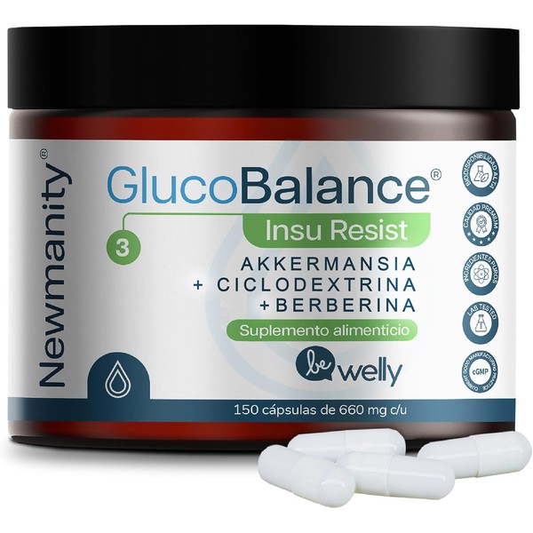 NEWMANITY Glucobalance InsuResist con Berberina, Canela Ceylon, Ácido Alfa Lipoico