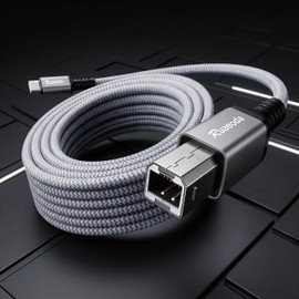 Ruaeoda USB C to USB B Printer Cable 6ft, High-Speed Braided USB C MIDI Cable for MacBook Pro, iPad Pro, Air, Compatible with HP, Canon, Epson, Brother Printer, Digital Piano, DAC, DJ Controller