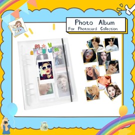 Photocard Binder A5 Kpop Photocard Holder Book, 200 Pockets Kpop Photocard Binder, Refillable A5 6 Rings Binder Kpop Photo Card Binder Photocard Album with DIY Letter Sticker (Clear B- 200 Pockets)
