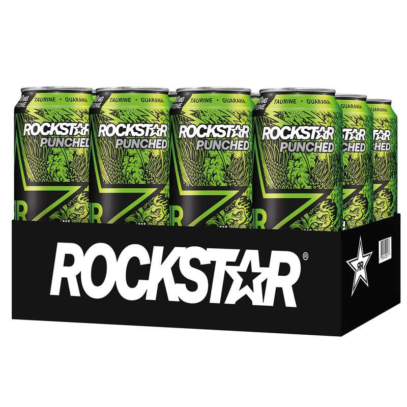 Rockstar Energy Drink Punched Hardcore Apple, 16 oz Cans (12