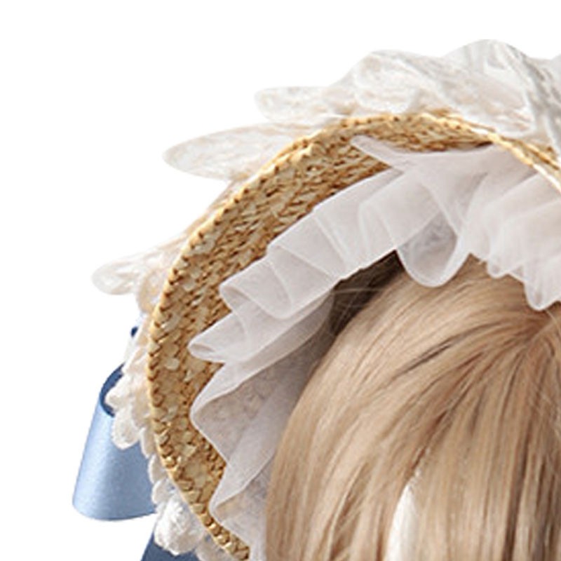 Tea Party Sun Hat Straw Plaited Lace Ribbon Tie Flowers