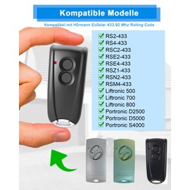 Garagenöffner Fernbedienung für EcόStαr RSC2-433 RSE2-433, Tor Handsender für Hόrmαnn EcόStαr Liftronic 500/700/800 für Portronic D2500/D5000/S4000 (3PCS)