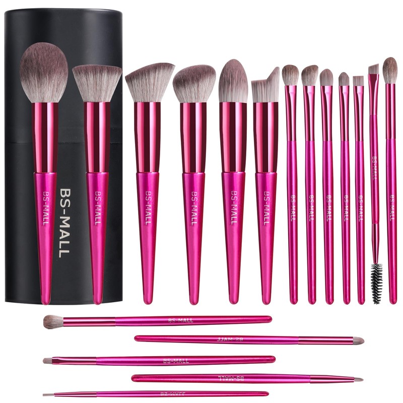 BS-MALL Juego de Brochas de Maquillaje 18 Piezas de Base