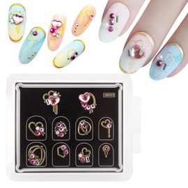 AnGalaxy Nail Seal, Pink Diamond, DIY Nail Decal, Jewel, 3D Sense, Gorgeous Shimmer Design, Top Designer Design, Cute Nail Seal, For Hands, Popular, Stylish, Advanced, Nail Accessories, Non-Toxic,