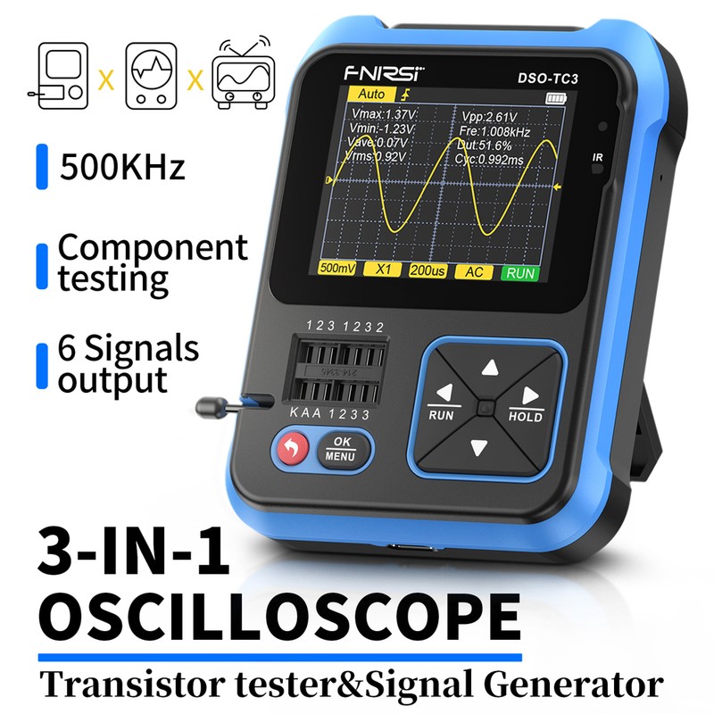 3in1 Digital Oscilloscope Transistor Tester Function Signal Generator Meter Handheld