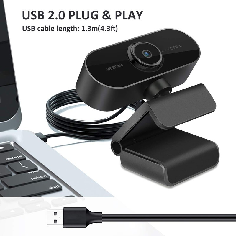 1080P Webcam with Microphone – HD Webcam for Computer, Laptop,