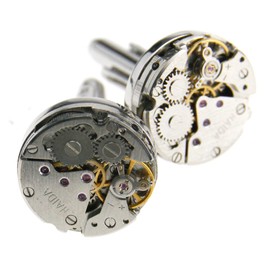 New Round Watch Movement Cufflinks Clockwork Gear Mens Vintage Wedding Gift