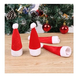 Novelty Cute Santa Hat Bottle Toppers (Set of 4) Ideal Christmas Gift