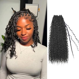 Boho Island Twist Crochet Hair 14 inch Senegalese Twist Crochet Hair with Soft Curly Ends 8 Packs Pre-looped Bohemian Goddess Twist Synthetic Braids Crochet Hair for Black Women (14Inch,1B)