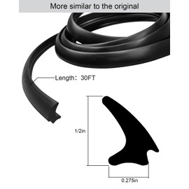 TIKSCIENCE RV Window Rubber Weatherproof Seal Strip Stationary Window Glass Edge Seal Rubber Window Locking Gasket 0.5" x 0.275" Fit for Boats RV Camper Windows, 30Ft