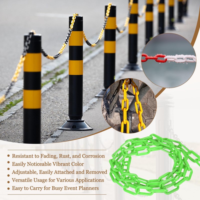 sourcing map Plastic Chain 10 FT/3.1 M, Safety Chain Green