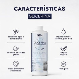 Hebbe Glicerina Vegetal Pura 500 g | Humectante Calmante | Para Piel Sensible | Refuerza Barrera Cutánea | Uso Cosmético y Alimenticio