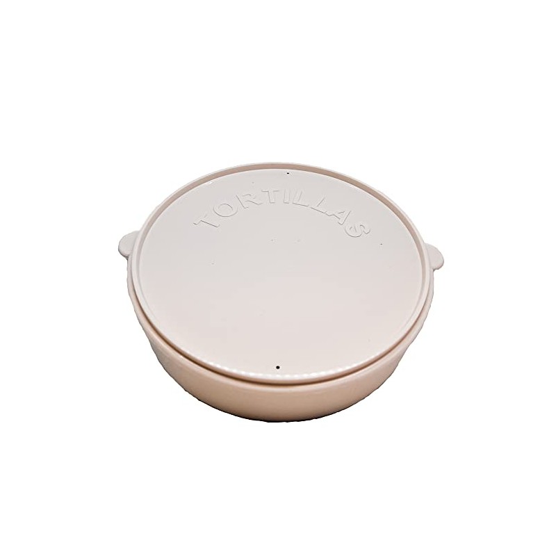 6" Cream Plastic Tortilla Warmer/Microwaveable Food Warmer Container for Tortilla