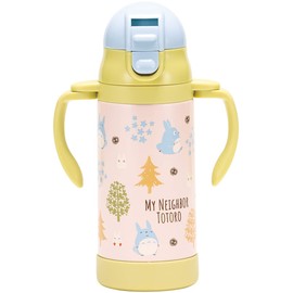 Skater STWM3N-A 2-Way Two-Handed Handle with Straw, Stainless Steel Water Bottle, 11.8 fl oz (350 ml), Baby Mug, Ghibli, Totoro, Forest