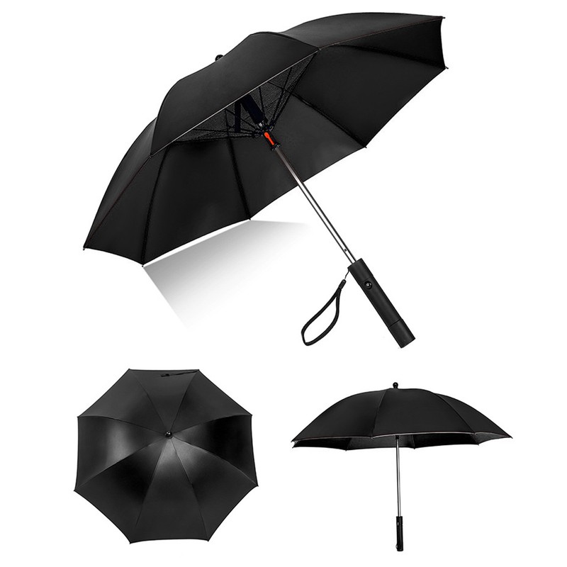 Cooling Fan Umbrella UV Guard Sun Blocking 2600mAh USB Rechargeable