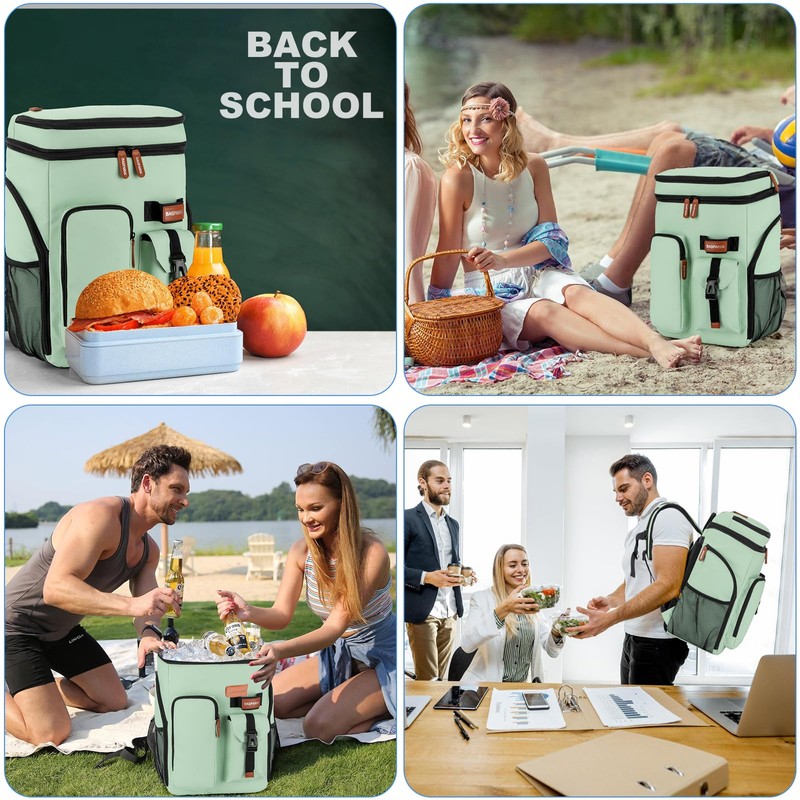 Insulated Cooler Backpack,33 Cans Multifunctional Double Deck Leakproof Cooler Bag