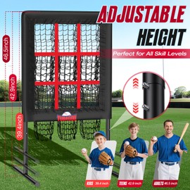 9 Hole Pitching Net with Strike Zone, Baseball Pitching Target, Softball Pitching Net，Protable and Adjustable Pitcher Training Equipment with Throwing Pitching Target