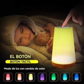SOYTO Luz de Noche Tactil Recargable,13 Colores Luz de Noche Recargable Lampara Led Táctill, Brillo Ajustable,RGB Lampara de Noche con Control Remoto Función de Temporización, luz led para cuarto