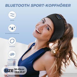 LC-dolida Schlafkopfhörer Bluetooth 5.4, Schlaf Stirnband Kopfhörer Headband Schlafmaske, Sportskopfhörer Musik schlafen Stirnband für Sport Training, Joggen, Yoga, Reisen (schwarz)