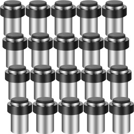 Chumia 10 Pcs Door Stops Floor Mounted Door Stopper Stainless Steel Cylindrical Floor Door Stop Modern Decorative Rubber Bumper Door Holder Wall Protector Doorstop for Bottom or Top of Door (Silver)