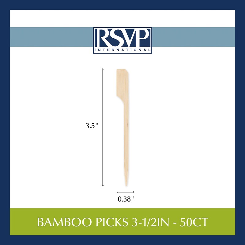 RSVP International Compostable Bamboo Serving & Cocktail Picks, Appetizer, 50-Count,