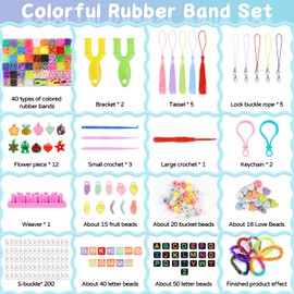DICLLY Loom Bands Set 4000+ Pieces 40 Colours - DIY Rubber Bands Kit, Elastic Loom Bands, Bracelet Craft Set with Accessories, Children's Craft Set, Christmas Gift for Boys and Girls
