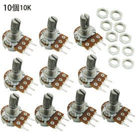 KKHMF 10pcs B10K Top Adjustable Single Turn Knurling Axis Volume Potentiometer 10K Ohm