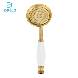 DRELD Retro Shower Head Stainless Steel Hand Shower, 1 Piece Stainless Steel Shower Head, Antique Shower Head, Nostalgic Retro Hand Shower with Phone Style Gold Shower Head (Vintage Colour)