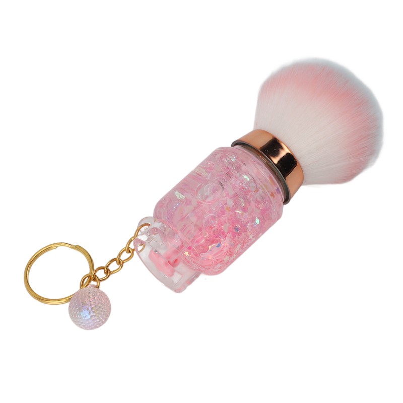 2pcs Loose Powder Brush with Keychain Transparent Handle Synthetic Shed